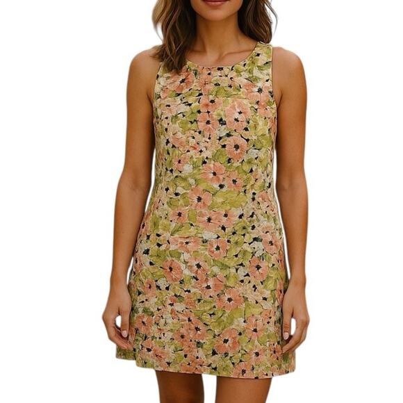 J. Jill Love Linen Floral Print Sleeveless Shift Dress Shrimp Size Petite Small - Picture 1 of 13